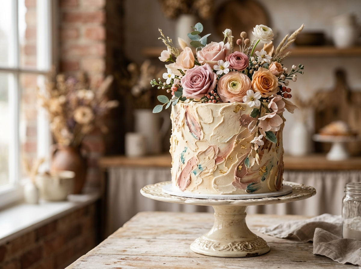 Pastel floral — fotografía referencial